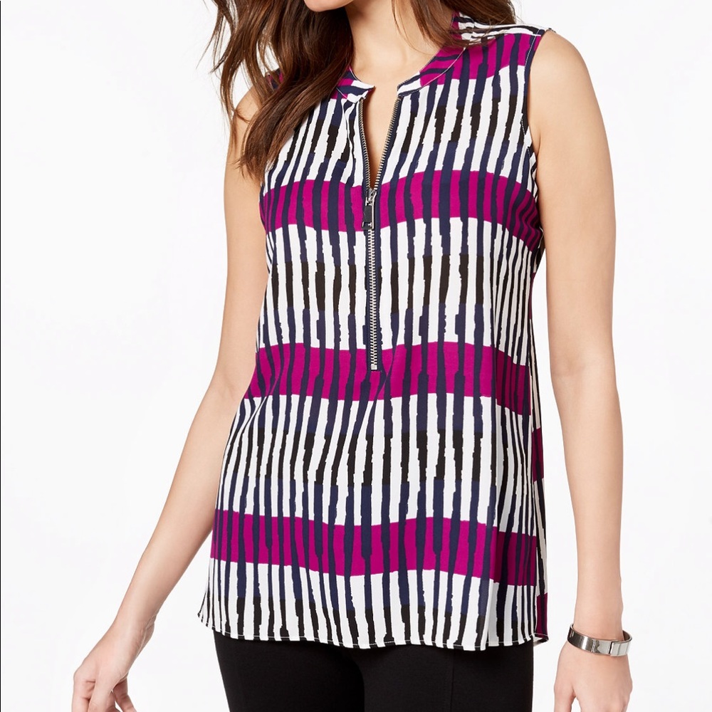 NEW!! Alfani Front-zip Sleeveless Top